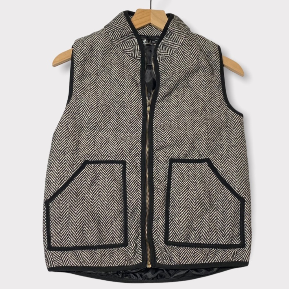 CALF Quilted Vest Grey Herringbone Size Small